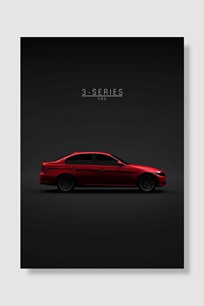 Mudi Store Red BMW 3 Series E90 2011 Araba Poster Çerçevesiz Yüksek Kalite Ar...