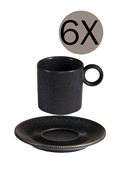 İD FİNE ID FINE Reckless Ring Kahve Fincanı 80 cc ve Tabağı 12 cm 6'lı Takım ...