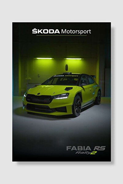 Mudi Store Skoda Motorsport RS Rally2 Araba Poster Çerçevesiz Yüksek Kalite Araba Afiş Duvar Poster