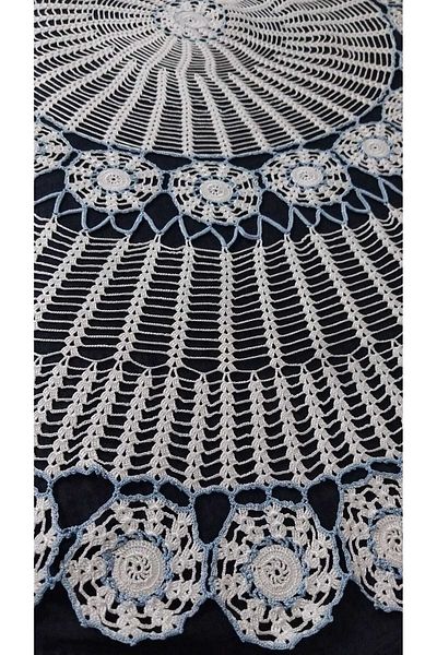 Papatyam 50 cm Diameter Lace Set - Hand Knitted Crochet and Fiskos Tablecloth