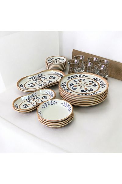 ASLAN ZÜCCACİYE Bambum Lara -26 Pieces Porcelain Brown Set