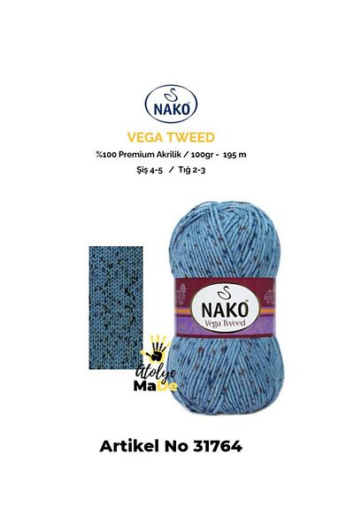NAKO VEGA TWEED -31764- Premium Ακρυλικό Μαλακό Μπερέ Γιλέκο Ζακέτα Σχοινί - Πλεκτό Σχοινί Χεριών (ONE YUMAK)