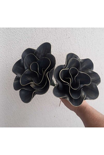 kutmen Latex Handmade Black Gold Detailed Eva Flower 2 Pieces (Artificial Flower)