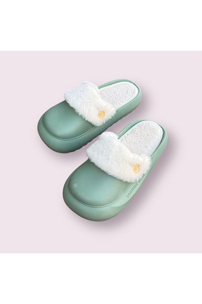 Sonimix Women's Mint Fur Inside Removable and Washable Home Office Casual Slippers