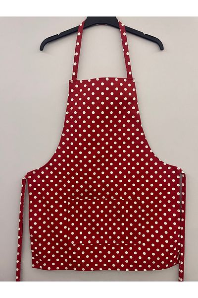 Home Red Polka Dot - Pocketed Kitchen Chef Apron 55Cmx70Cm