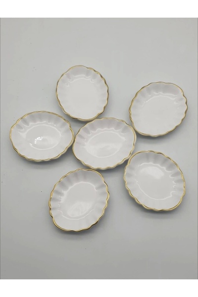 NSE Gold Gilded Porcelain Oyster Snack Bowl - Jam Turkish Delight Bowl Sauce Bowl 1 Piece