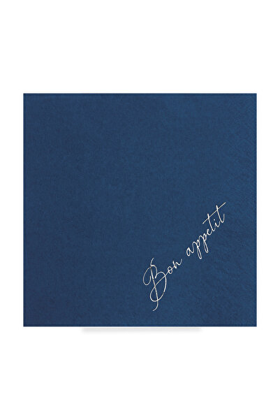 Story مجموعة من 16 منديلًا ورقيًا منقوشًا باللون الأزرق الداكن مقاس 33 × 33 س...