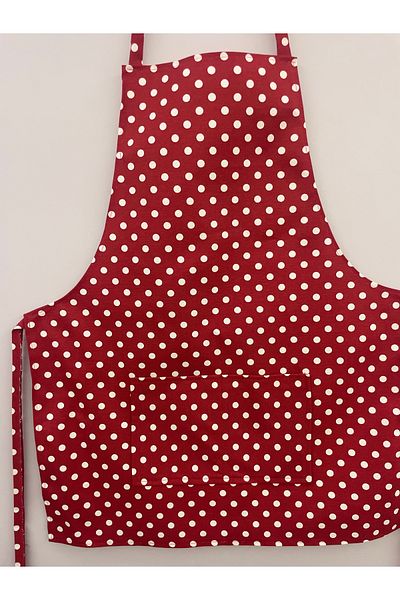 Home Red Polka Dot - Pocketed Kitchen Chef Apron 55Cmx70Cm