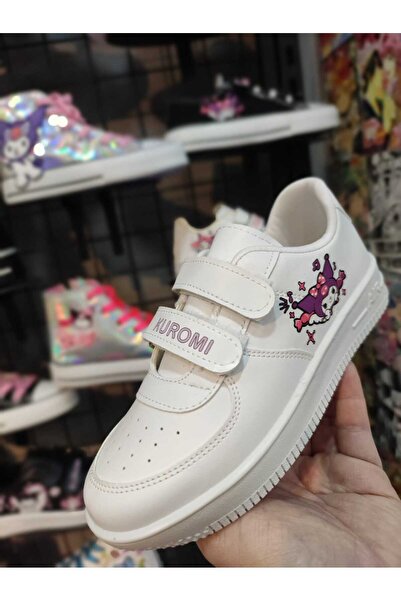 MECH BUTİK Kuromi rojtos mintás fehér tépőzáras lány sportcipő