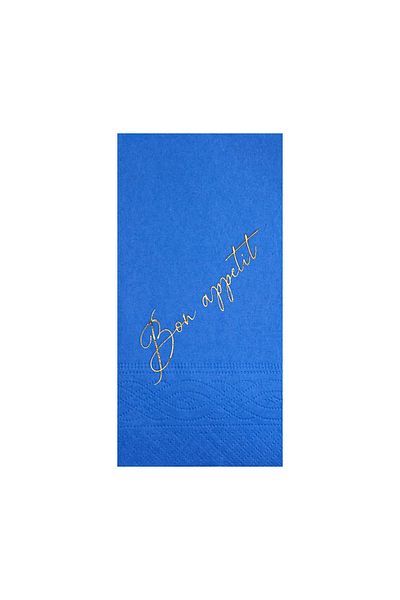 Story Bon Appetit Patterned - 33X33 cm Gold Leaf with 16 Blue Paper Napkins