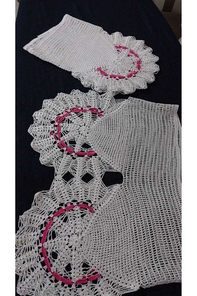Papatyam 2 Hand Knitted Lace Pillows - Vintage Flush Yarn (35X30)