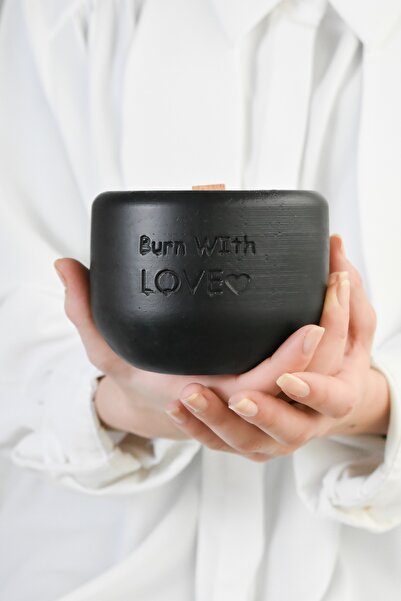 LALEZEN HOME VANİLYA KOKULU DEKORATİF SİYAH BETON MUMLUK & SOYAWAX MUM (VANIL...