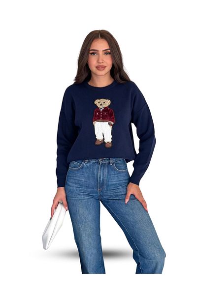EyShan Teddy Bear Ursuleț de pluș Modelat Mărime Standard Bleumarin Tricotaj Pulover de damă