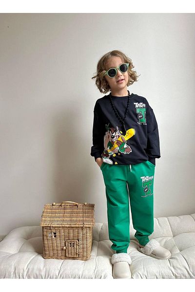 YİGİT BUTİK Yigit Boutique Character Printed Boy's Bottom Top Set