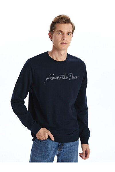 LC Waikiki LCWAIKIKI Classic Синій велосипедний комір з довгими рукавами та вишивкою Чоловічий світшот