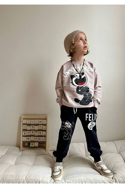 YİGİT BUTİK Character Printed Boy's Bottom Top Set