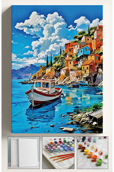 Akihabara Sayılarla Boyama Hobi Seti Çerçeveli Numaralı Tuval Fırça Boya Kasn...