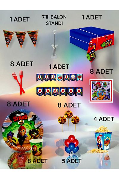VibeHome 8 Person Brawlstars Themed 2XL Pack - Birthday Party and Fun Events
