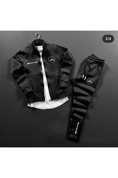 npLStore Scuba Logo Printed Black Men's Tracksuit Set