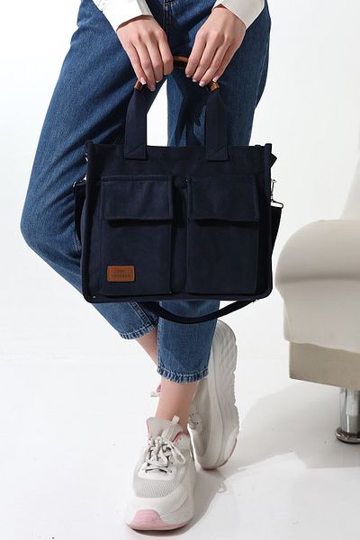 Moda azza Geantă de umăr elegantă din piele intoarsa pentru femei cu buzunare frontale si husa cu magnet