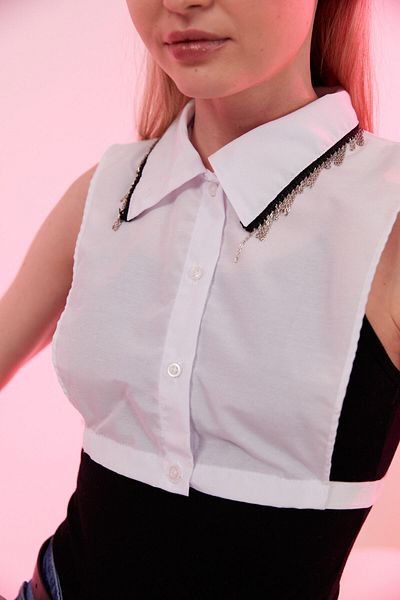 mirach Bond Collection - White Color Metal Vip Premium Shirt Collar with Special Box, Silver Chain Detail