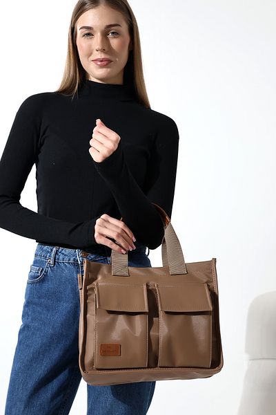 Moda azza Geantă de umăr elegantă din satin pentru femei, cu buzunare frontale și husă cu magnet