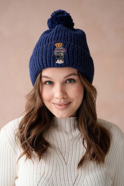 ZISHAN Teddy Bear Embroidered Pompom Beret 888