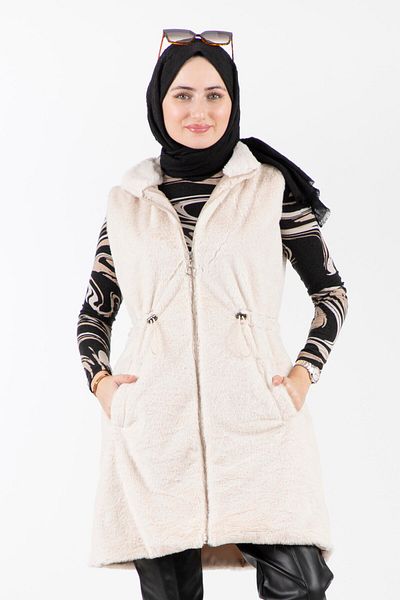 Sevitli سترة قطيفة بيج