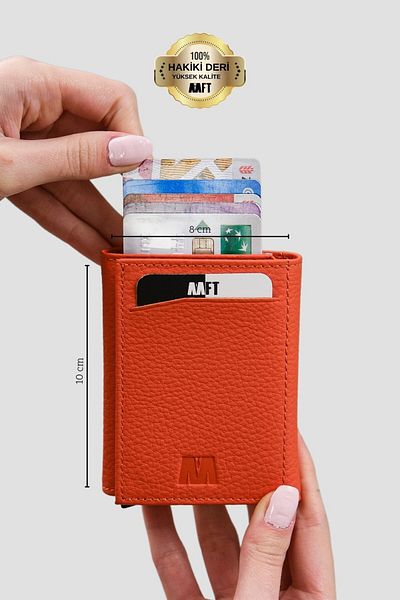 Deriza Πορτοφόλι Unisex Retro 2660 Model Matte Orange Γνήσιο Δερμάτινο Μηχανισμό