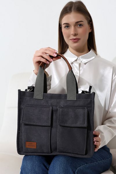 Moda azza Geantă de umăr elegantă din piele intoarsa pentru femei cu buzunare frontale si husa cu magnet