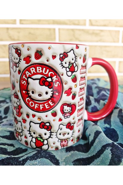 Mugs and love Hello kitty baskı hediyelik porselen kupa