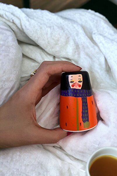 ARİENEL Seramik Tuzluk | Tekli | Mara | Unique | Artistic | El Yapımı | Turuncu