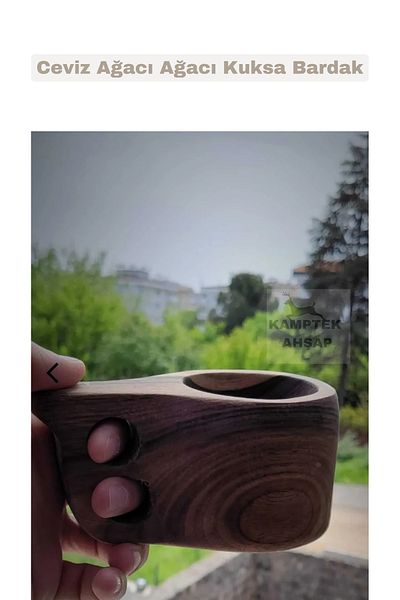 kamptek kamp teknolojisi Kamptek Natural Walnut Kuksa Glass - Single 1 Piece