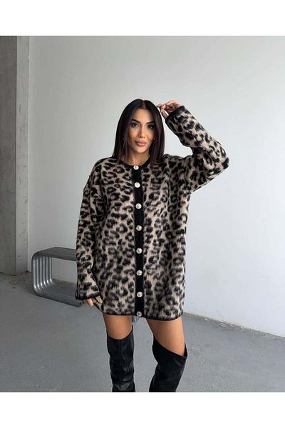 Ugdelia Cardigan de damă cu imprimeu leopard