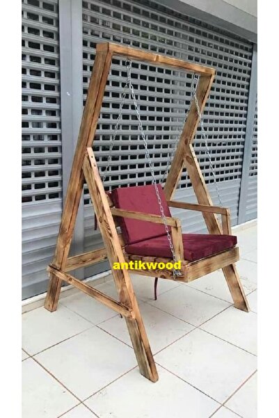 Antikwood antik tek kişilik ahşap salıncak