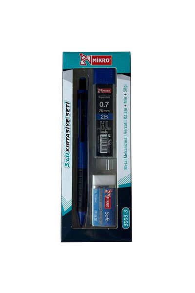 Mikro Eco Series 3-Piece Pen Set - Pen+Eraser+Nib - Mechanical Nib Versatil Pen 0.7 mm - 1 Set