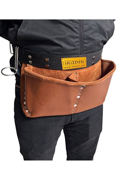 İKİZ DERİ ÜRÜNLERİ 2 BÖLMELİ HAKİKİ DERİ ÇİVİ ÖNLÜĞÜ KIZIL