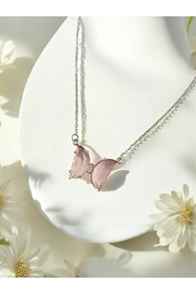 CHENSY Çelik Kelebek Detaylı Kolye 45cm