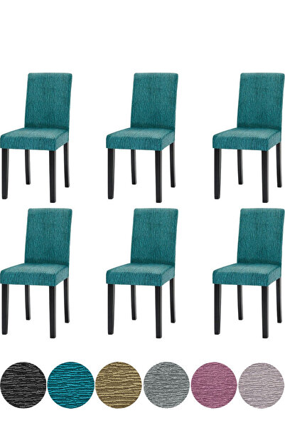 upmall Jakarli Sandalye Örtüsü Çubuk Desen Yüksek Esnekli Sandalye Kılıfı( 6 Adet)