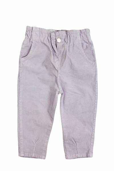 Divonette Elastic Waist Pocket Corduroy Baby Girl Trousers Lilac
