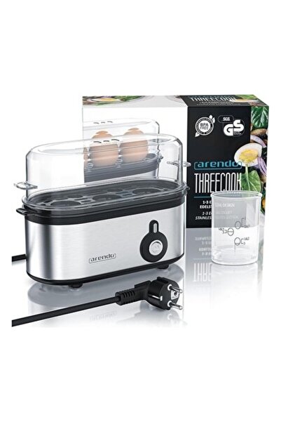 Arendo Paslanmaz Çelik Yumurta Pişirici 210 W, 1-3 Yumurta Kapasiteli, Kompak...