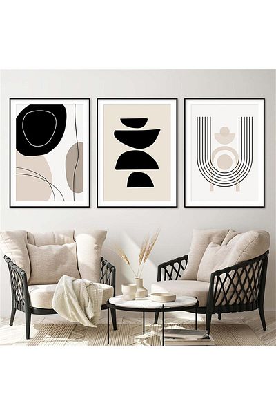 Linacci Triple Black Metal Frame Bohemian Style Glass Table Set