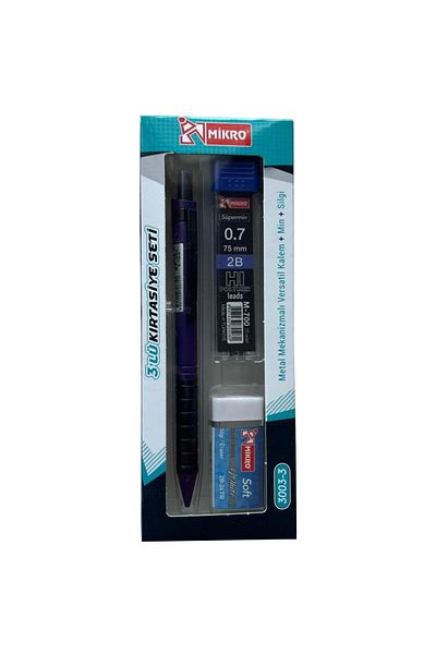 Mikro Eco Series 3-Piece Pen Set - Pen+Eraser+Nib - Mechanical Nib Versatil Pen 0.7 mm - 1 Set