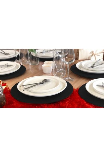 Rapithwin Placă Neagră 6 Bucăți 3 Mm Negru 30 Cm Diametru Placă De Servire Rotunda