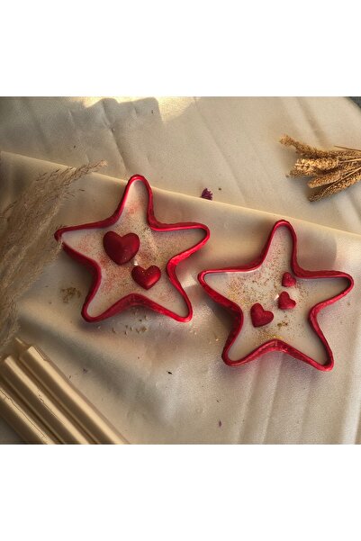 Hommark 2’li Sevgililer günü temalı deniz yıldızı kırmızı kalpli soya wax mum...