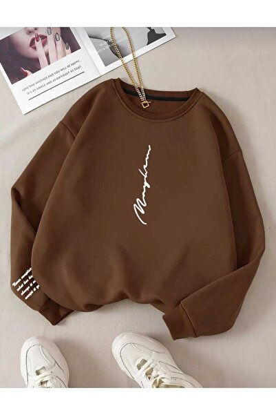 KOZİA OUTDOORS hanorac oversize unisex cu guler rotund niciodată cu imprimeu