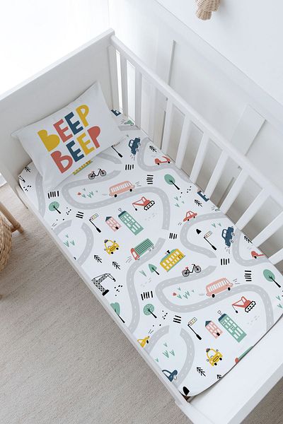Tuğba Kuğu مجموعة ملاءات مطاطية للأطفال من سلسلة Beep Beep Iconic