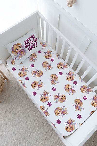 Tuğba Kuğu Paw Patrol Skye Patterned Baby Bed Sheet Set - Cartoon Series
