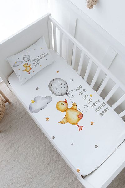 Tuğba Kuğu Pure Baby Cute Duck - طقم ملاءات مطاطية بحجم الطفل