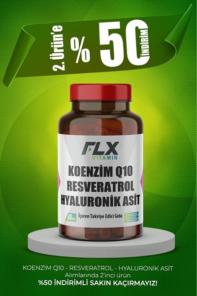 FLX 200 Mg Vitamin Coenzyme Q-10, Hyaluronic Acid and Resveratrol 60 Tablets